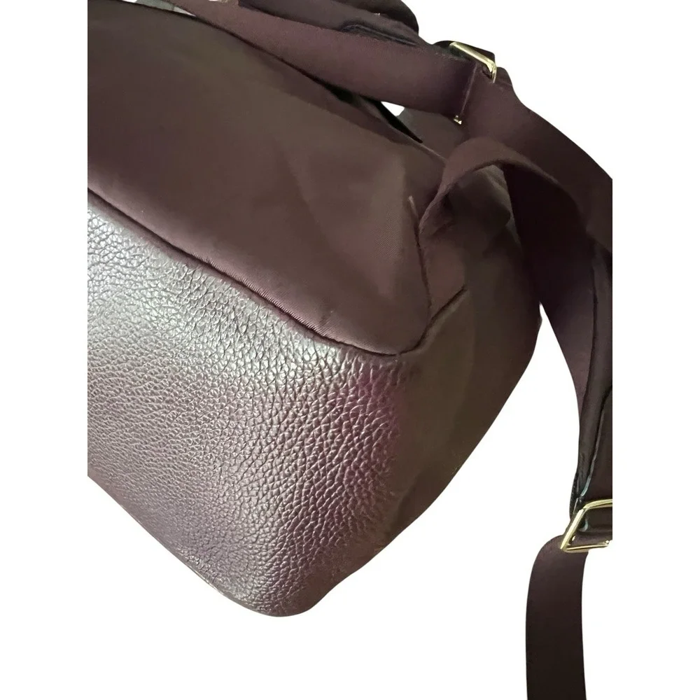 Coach Oxblood Burgundy Pebble Leather Nylon Backpack Travel Daypack 14